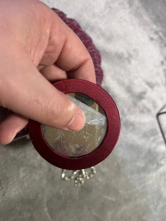 Retro Mini Purple Beaded Shell Bag on Silver Chain - Picture 12 of 13